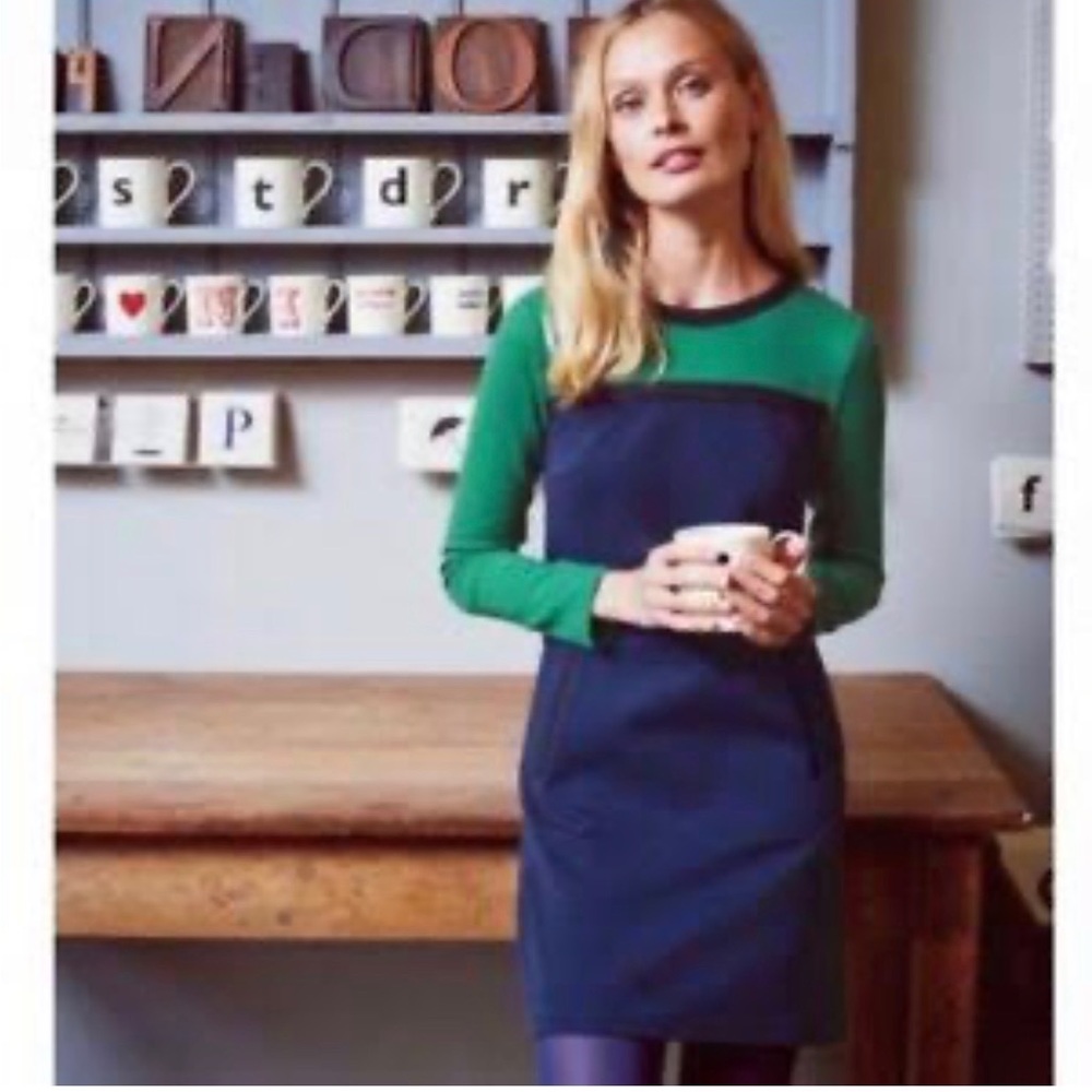 Boden blue and green mod dress